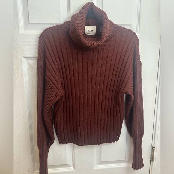Women's Rust Brown Turtleneck Sweater - Picture 2 of 5